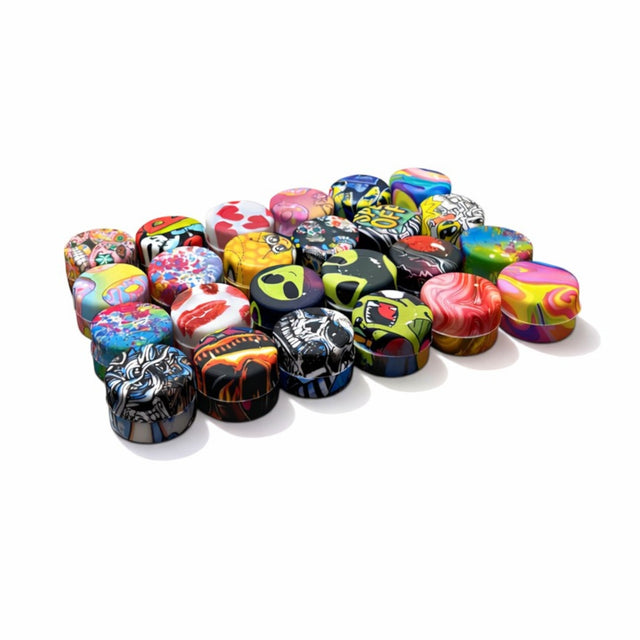 2.5mL Graphic Silicone Wax Oil Containers – 100 Piece Assorted Jar Jar Super Supplys Inc