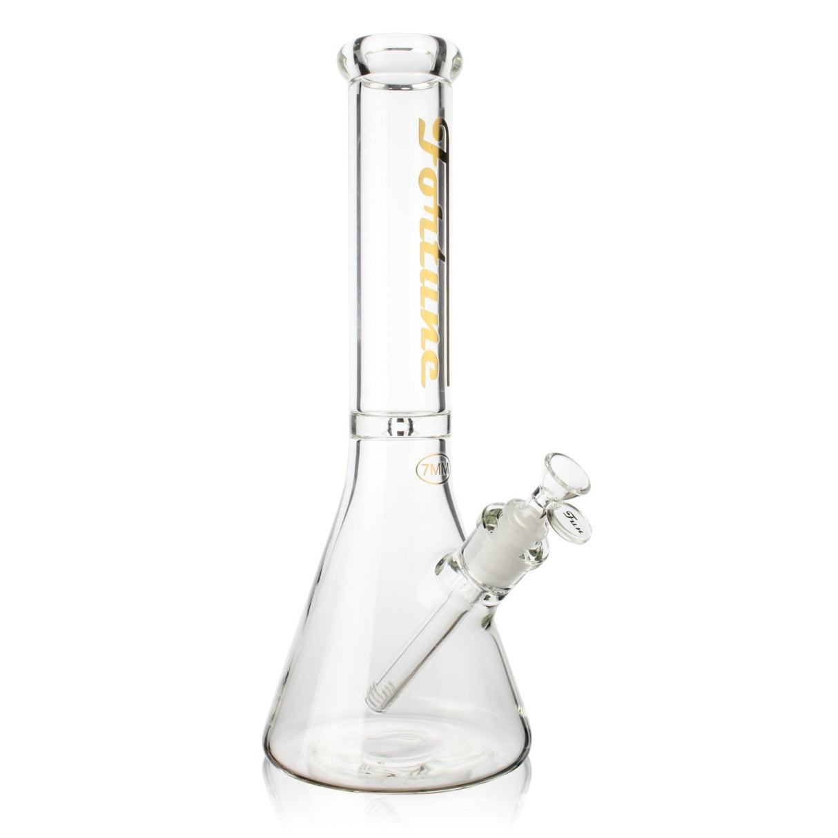 Fortune | 14" Beaker 7mm Glass Bong Disk Catcher Glass Bong Fortune Gold