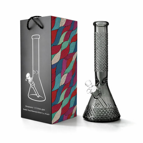 12.5” Diamond Beaker Bong – 7mm Thick Glass w/ Gift Box Glass Bong Super Supplys Inc