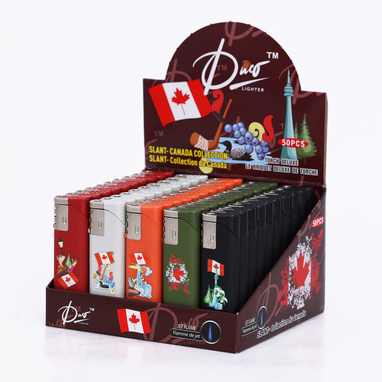 DUCO™ | SLANT – Canada Collection Jet Flame Lighter (Display of 50) Torch ONE TRADING