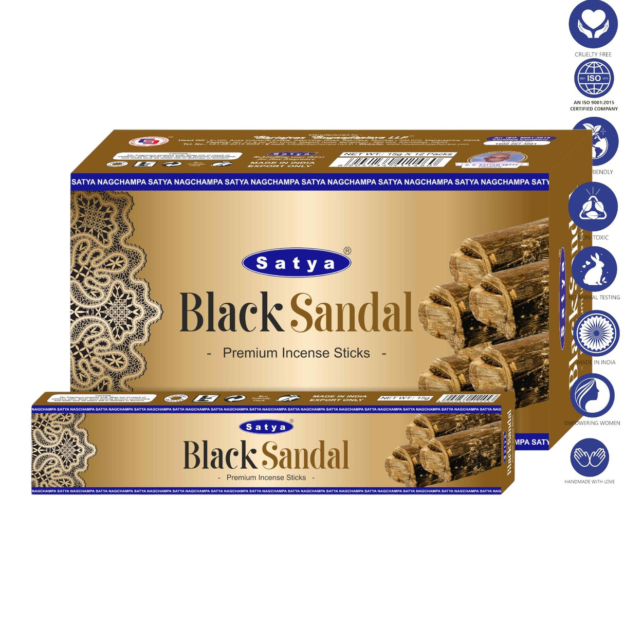 Satya | Incense Sticks 15g Incense SunGlow Black Sandal Premium
