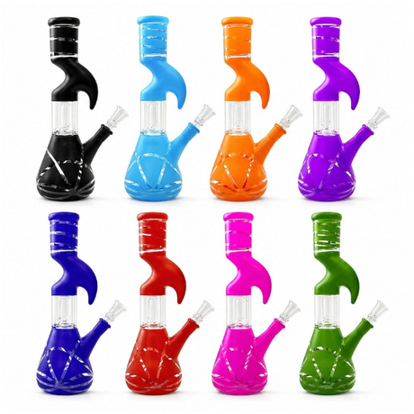 10" Splashguard Zong Glass Perc- 8 Assorted Colours Glass Bong Super Supplys Inc