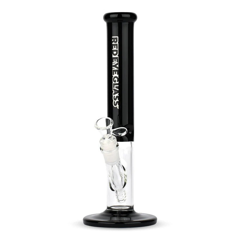 Red Eye Glass® | 11.5" Tall Black Frontside Straight Tube Glass Bong West Coast Gifts