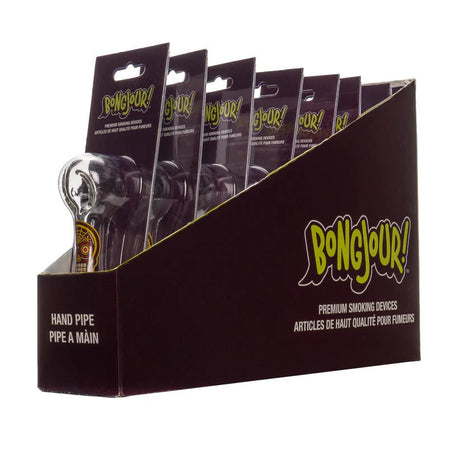 Bongjour!™ | 3.75" Clear Hand Pipe w/Decal (Assorted Decal 8 Pack) Glass Pipe West Coast Gifts
