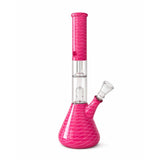 12” Dual Chamber Showerhead Perc Beaker Bong – Assorted Colors Glass Bong Super Supplys Inc Pink