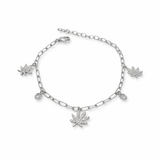 SILVER CANNABIS CHARMED BRACELET Jewelry The Kush Girls