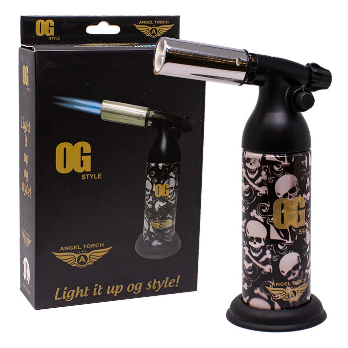 OG | 7 Inches Single Flame Torch Lighter Torch Maple Craft Inc Onyx Skull