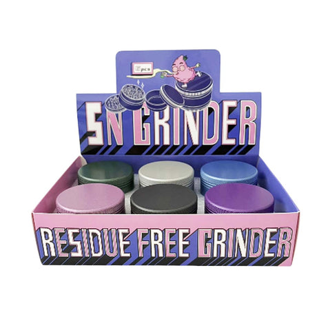 Cloud Clean 55mm – Residue-Free Aluminum Grinder Set -Assorted-6 Pcs/Display Display Pack Super Supplys Inc