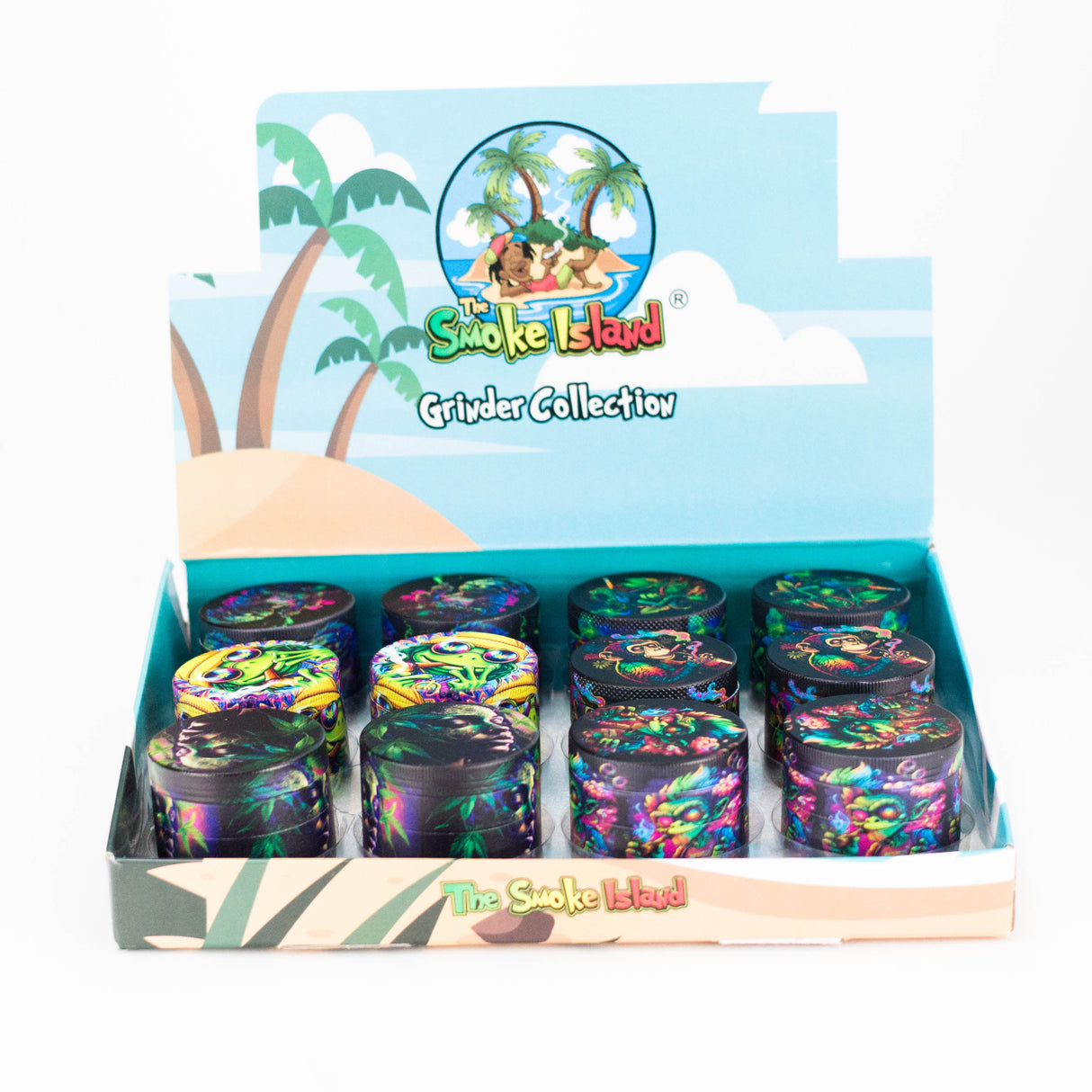 55mm Metal Grinder 4-Part with Print – Display / 12 Pack Display Pack LEHIGH WHOLESALE