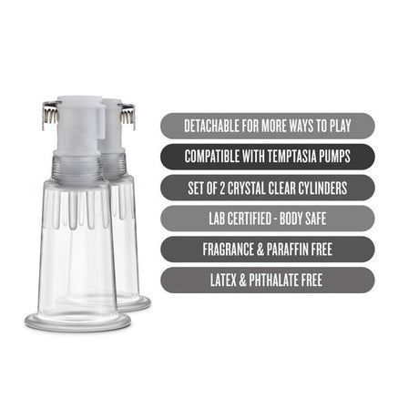 Blush - Temptasia - Nipple Pumping Cylinders Set of 2 (0.75" Dia) Adult Toy JAL