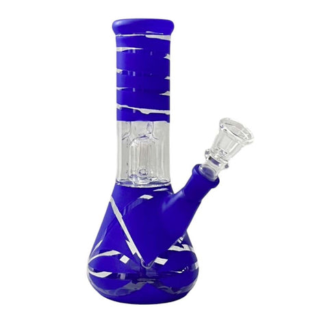 8” Color Spiral Beaker Bong – Built-In Perc Glass Bong Super Supplys Inc Navy Blue