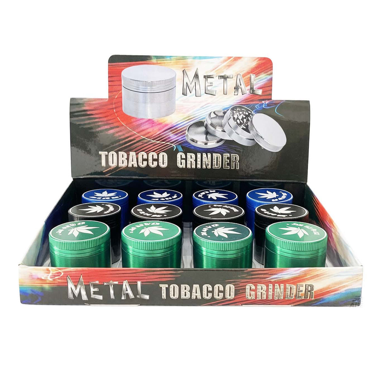 Dank Leaf Pocket Mill™ 40mm*38mm Zinc Grinder-12 Pcs/Display Display Pack Super Supplys Inc