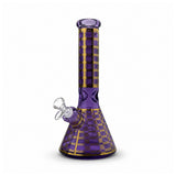 12.5" Plaid Beaker Bong with Gift Box Glass Bong Super Supplys Inc Purple