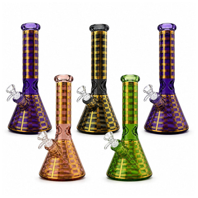 12.5" Plaid Beaker Bong with Gift Box Glass Bong Super Supplys Inc