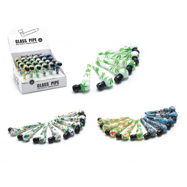 Glass pipe with Cap Leafy Pattern (MST3006) Glass Pipe The MST