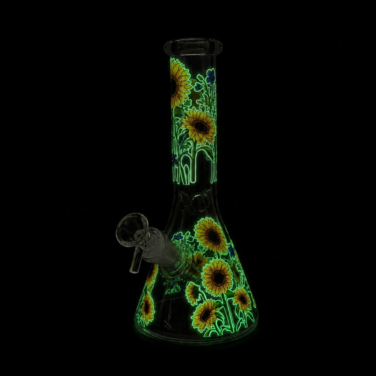 10" Glow-in-the-Dark Floral Beaker Bong Glass Bong Super Supplys Inc