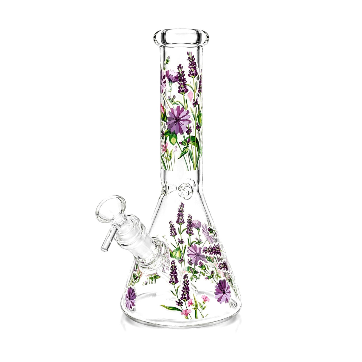 10" Glow-in-the-Dark Floral Beaker Bong Glass Bong Super Supplys Inc Lavander