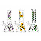 10" Glow-in-the-Dark Floral Beaker Bong Glass Bong Super Supplys Inc