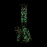 10" Glow-in-the-Dark Floral Beaker Bong Glass Bong Super Supplys Inc