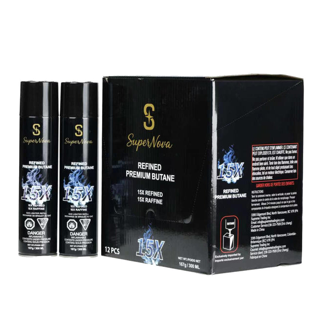 SuperNova | 15X Refined Premium Butane 300mL - Box of 12 Butane · Fluid Supreme Trading
