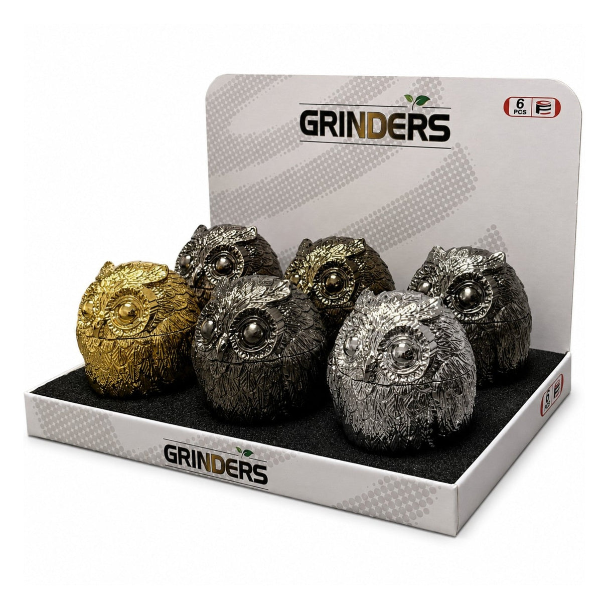 Owl Design 5-Part Metal Herb Grinder Display Pack Super Supplys Inc