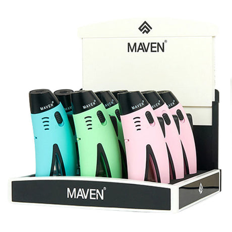 Maven | Black, Pink & Green Razor Pocket Torch Lighter Display of 9 Torch Maple Craft Inc
