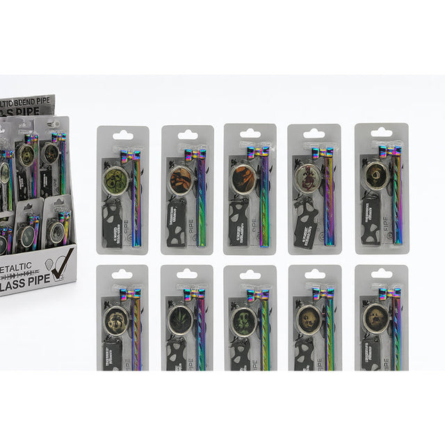MST4052 - Rainbow finish Pipe with Cap & with Metal Grinder - 12/Display Display Pack The MST