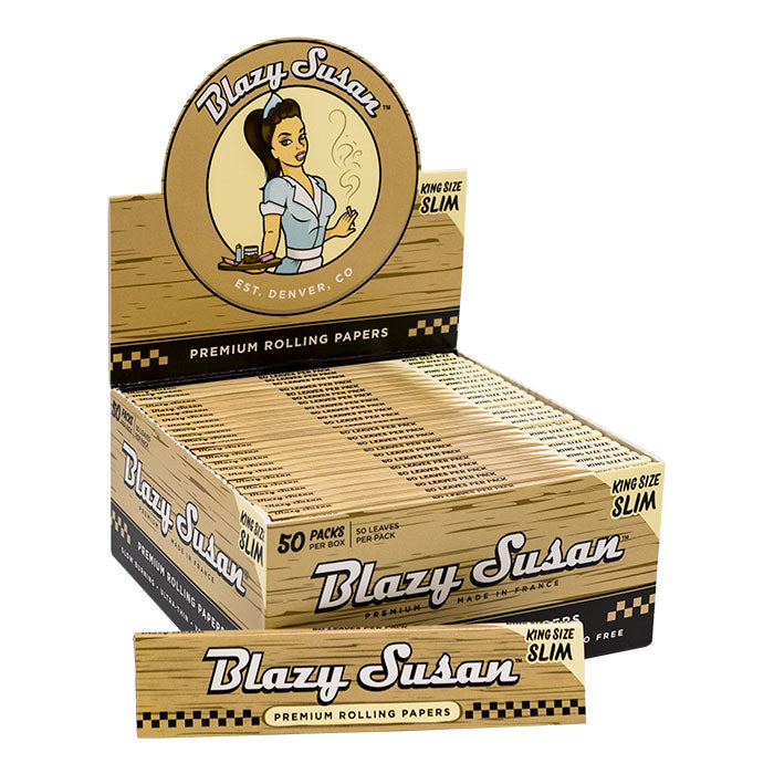 Blazy Susan | Unbleached king size slim Rolling paper Box of 50