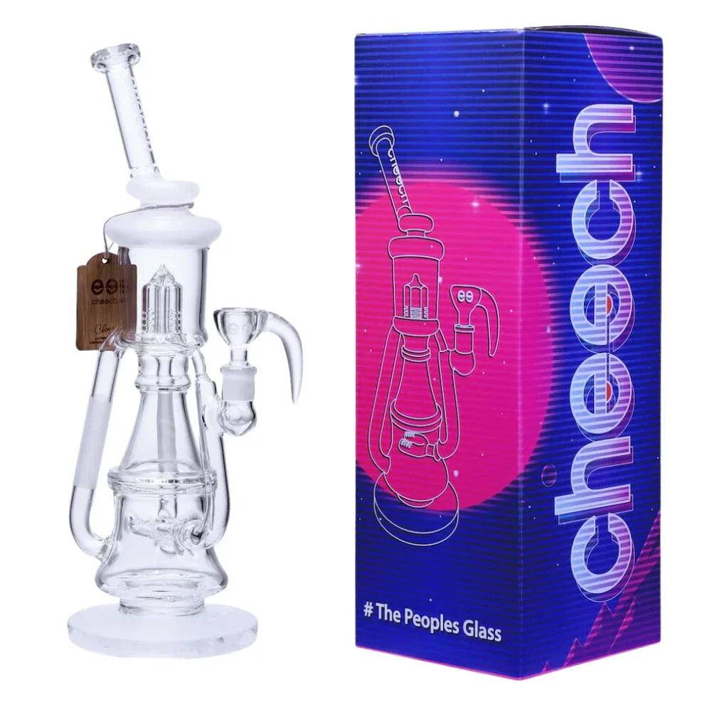Cheech Glass | 14.5 Sandblast Clear Recycler [CH 216] Glass Bong Smoking Cat Distribution