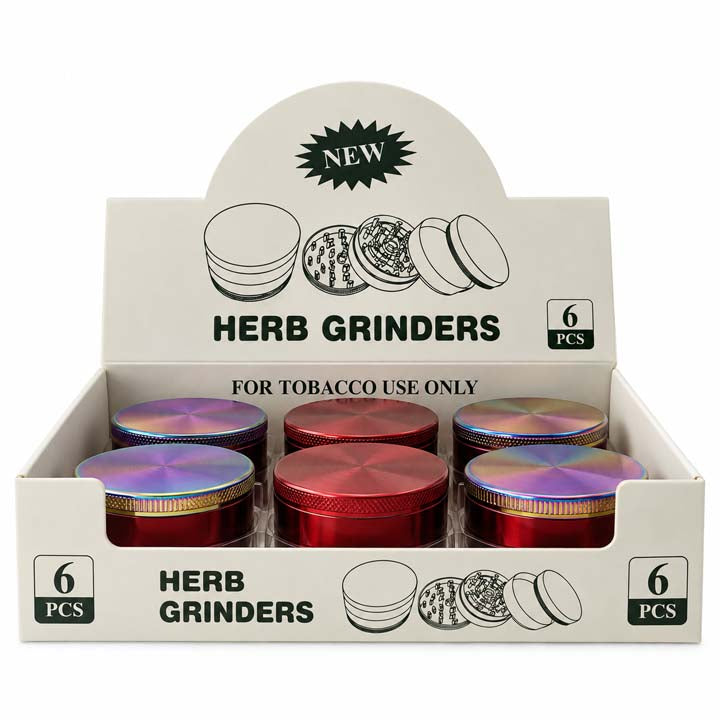 60mm Zinc Alloy 4-Piece Herb Grinder – 6PCS Display Display Pack Super Supplys Inc Default Title
