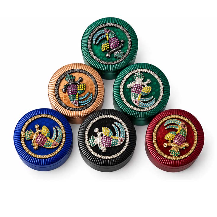 62mm 4-Piece Jeweled Turtle Metal Grinder – 6-Piece Display Display Pack Super Supplys Inc