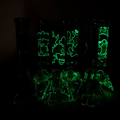 14" PK Cartoon Glow In The Dark 9mm Glass Bong [PIP863] Glass Bong NIBO Distribution