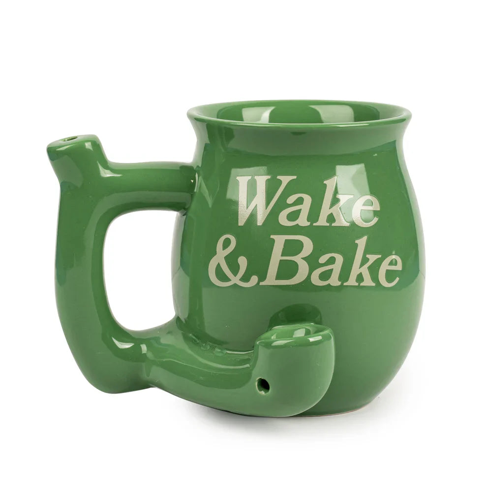 West Coast Gifts™ | Wake and Bake – Ceramic Mug Pipe [C246G] Mug Pipe Smoking Cat Distribution