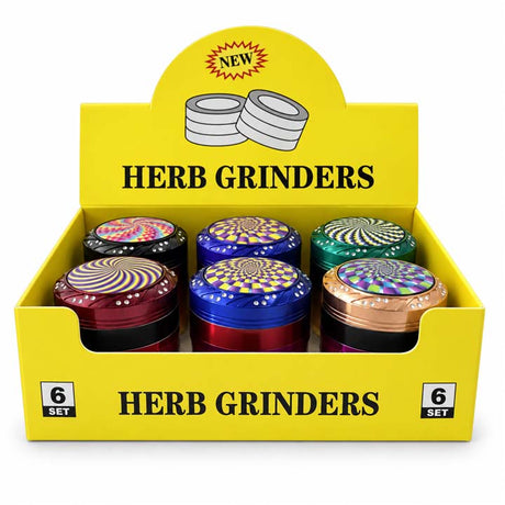 63mm 4-Piece Optical Illusion Metal Grinder – 6-Piece Display Display Pack Super Supplys Inc Default Title