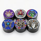 Genie | 4-Part 63mm 3D Decorative Grinder with rhinestones – Box of 6 [GR63] Regular Grinder BB Canada Design A