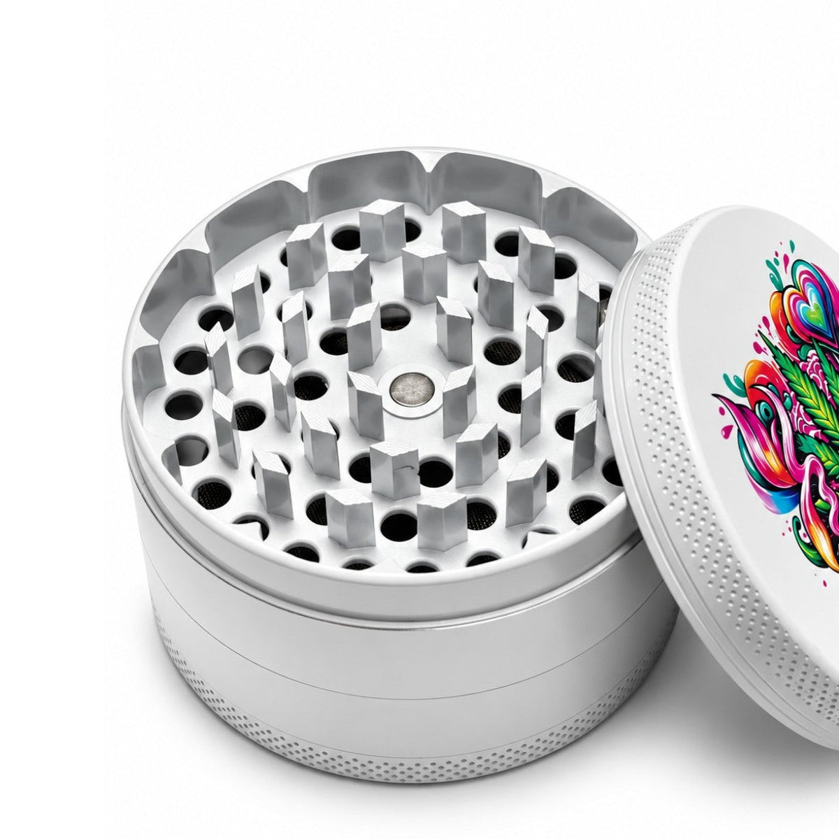 63mm 4-Piece Kush Pop Art Metal Grinder Display Pack Super Supplys Inc