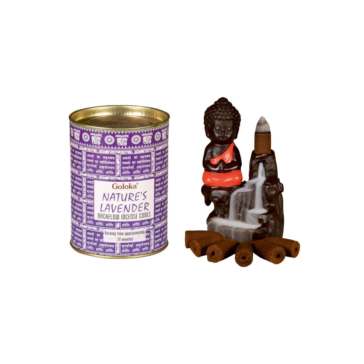 Goloka | Backflow Incense Cones 1.5" Pack of 6 Incense SunGlow Goloka Nature'S Lavender Backflow Cones