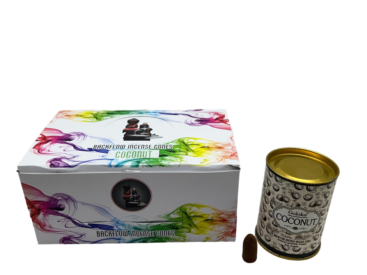 Goloka | Backflow Incense Cones 1.5" Pack of 6 Incense SunGlow Goloka Coconut Backflow Incense Cones