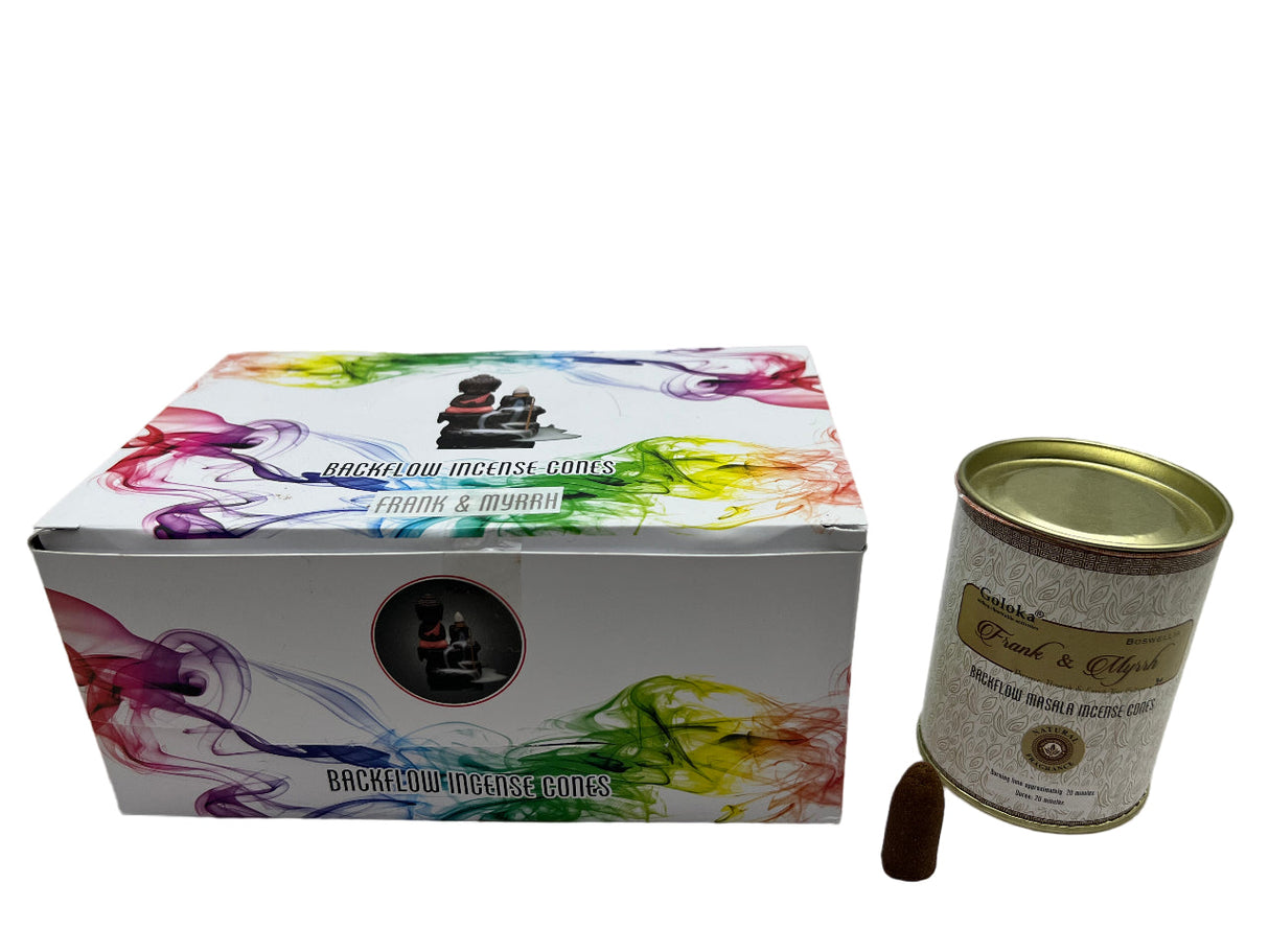 Goloka | Backflow Incense Cones 1.5" Pack of 6 Incense SunGlow Goloka Frank & Myrrh Backflow Incense Cones