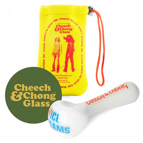 Cheech & Chong® Glass | 4.5" Nice Dreams Hand Pipe W/Ash Catcher Mouthpiece Glass Pipe West Coast Gifts