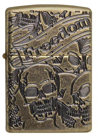 Zippo 49035 Freedom Skull Design- - One Wholesale