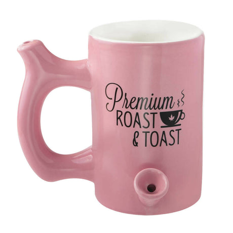 PINK ROAST & TOAST PIPE MUG WITH BLACK PRINT Quartz hand pipe Roast and Toast Gifts