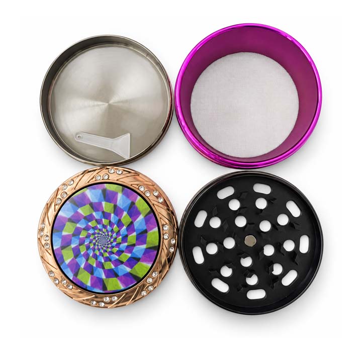63mm 4-Piece Optical Illusion Metal Grinder – 6-Piece Display Display Pack Super Supplys Inc
