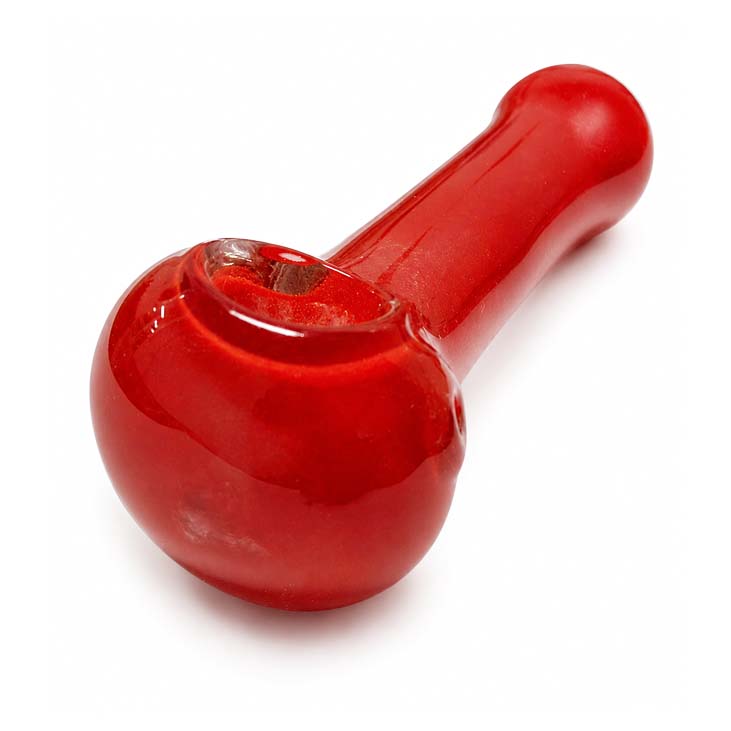 4.5" Classic Glass Spoon Pipe-Red Glass Pipe Super Supplys Inc