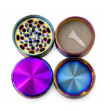 63mm Rainbow Electroplated 4-Part Metal Grinder – 6 PCS Display Display Pack Super Supplys Inc