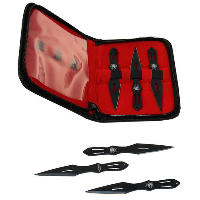 5.5″ Black Throwing Knives With Carrying Case Set Of 6 [5730] Throwing Knife Canadian Distributor