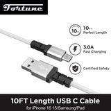 Fortune | 10ft USB-A to USB-C Braided Fast Charging Cable – 3A Charging Cable · Accessory Fortune