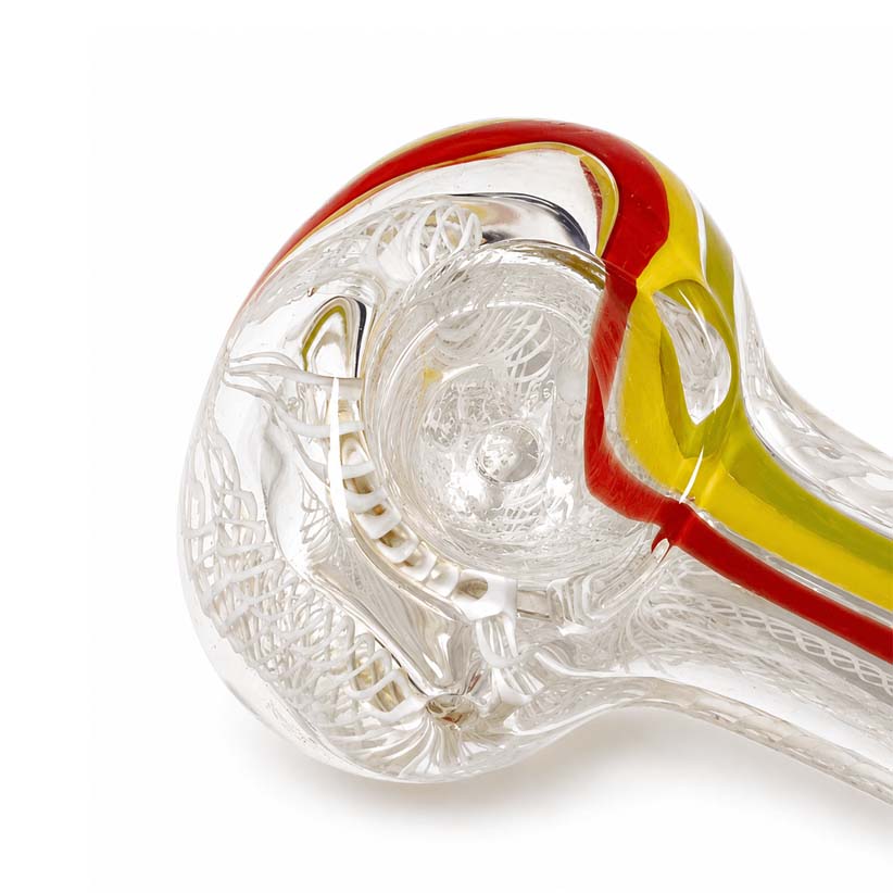4.5" Color Line Glass Spoon Pipe Glass Pipe Super Supplys Inc