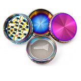 60mm 4-Piece Rainbow Window Zinc Alloy Grinder – 6-Piece Display Display Pack Super Supplys Inc
