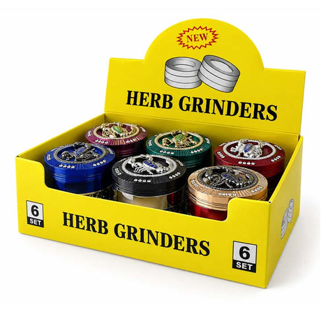 63mm 4-Piece Scorpion & Skull Metal Grinder – 6-Piece Display Display Pack Super Supplys Inc Default Title